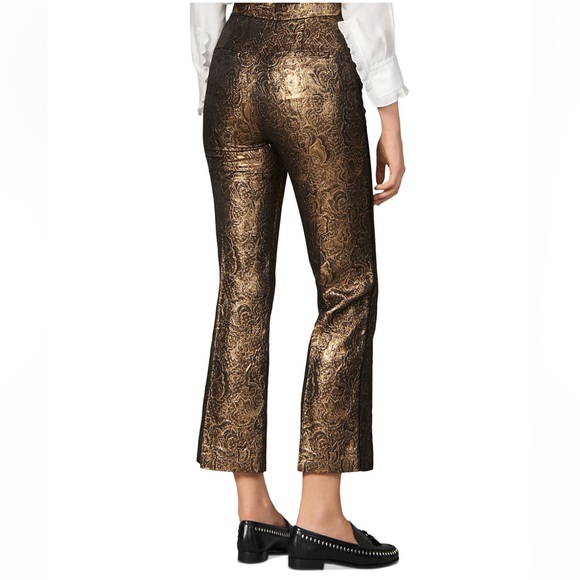 SANDRO | $370 NWOT Goldy Brocade Cropped Straight Leg Jacquard Trouser Pants - Picture 11 of 13